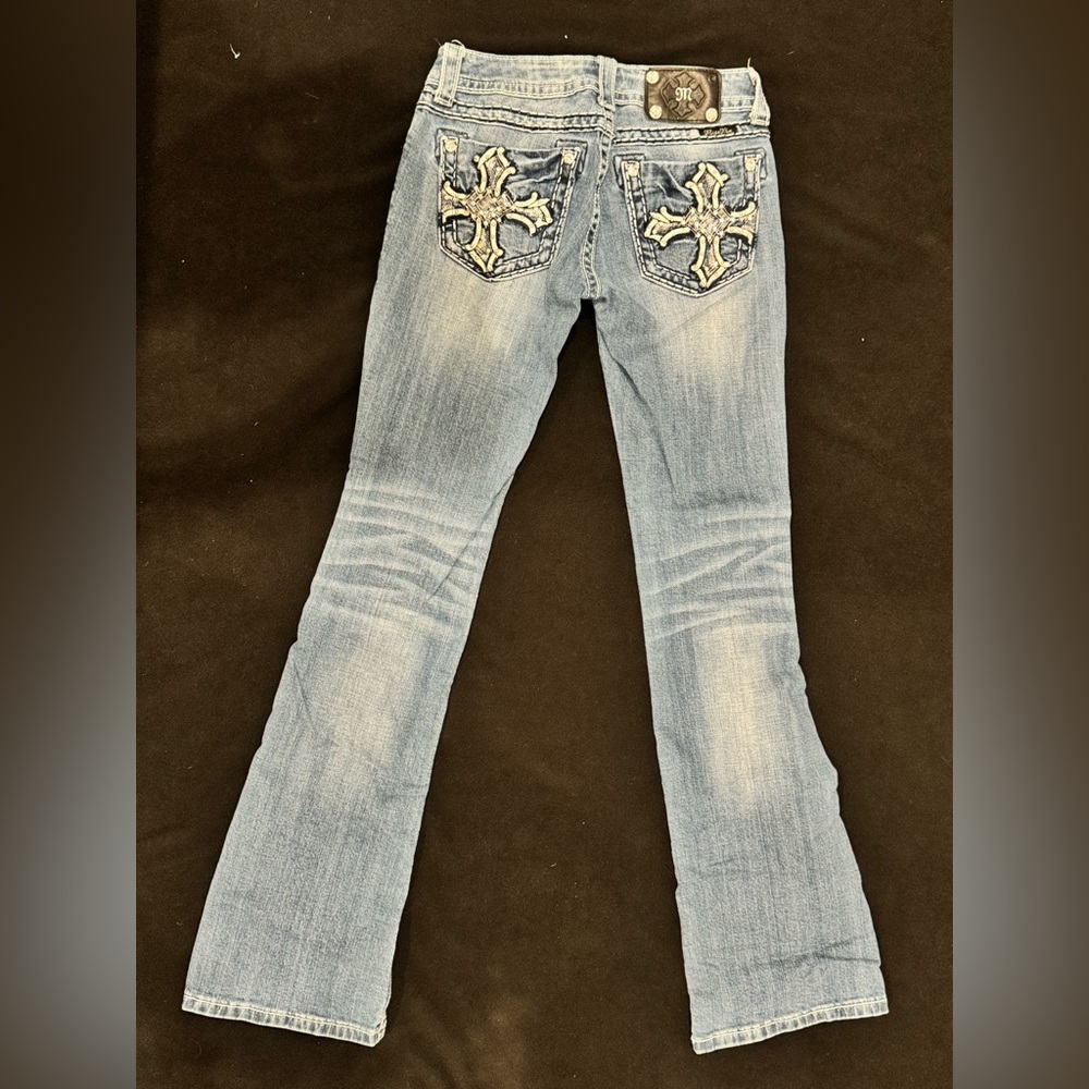 Miss Me Light Blue Boot Cut Jeans with Embellished Pockets